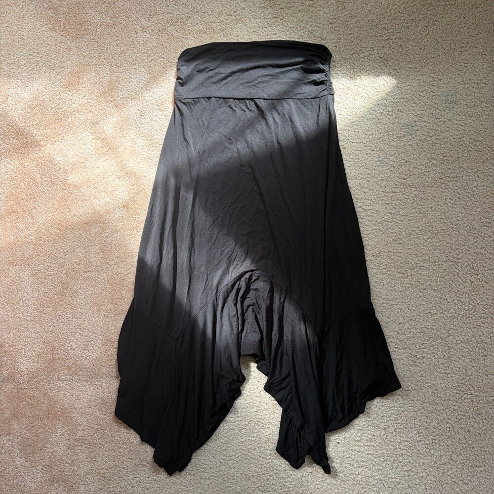 y2k fairycore whimsigoth black flowy asymmetrical midi skirt